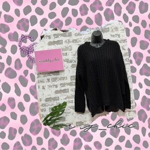 Chunky Knit Black Hooded Sweater NWT | Soft Mohair Blend Pullover | Sizes S & M